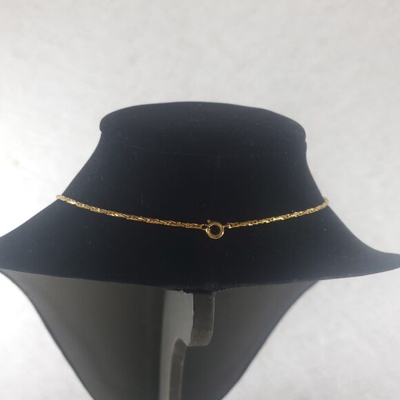 Crown Trifari Gold Tone Necklace Leaf Chevron Deco Feather Brutalist Abstract - Picture 4 of 12